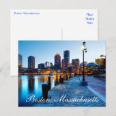 Boston Massachusetts Skyline op Sunset Post Card Briefkaart (Voorkant / Achterkant)