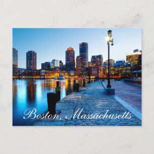 Boston Massachusetts Skyline op Sunset Post Card Briefkaart