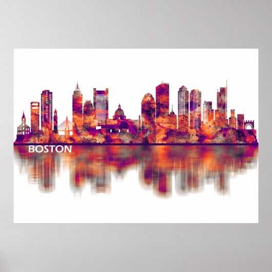 Boston Massachusetts Skyline Poster (Voorkant)