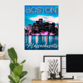Boston Massachusetts Skyline Poster (Thuiskantoor)