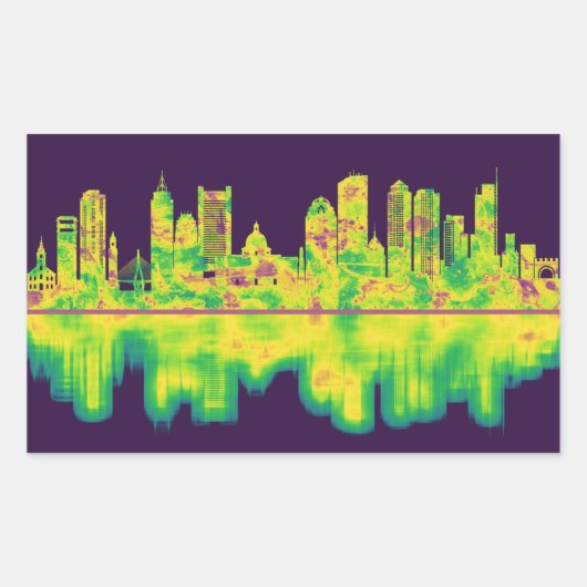 Boston Massachusetts Skyline Rechthoekige Sticker (Voorkant)