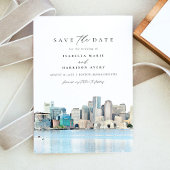 BOSTON MASSACHUSETTS Skyline Save the Date Invitat Kaart