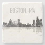 BOSTON MASSACHUSETTS SKYLINE - Stome drinken coast Stenen Onderzetter (Voorkant)