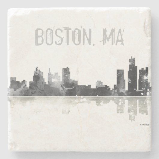 BOSTON MASSACHUSETTS SKYLINE - Stome drinken coast Stenen Onderzetter (Voorkant)