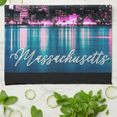 Boston Massachusetts Skyline Theedoek (Gevouwen)