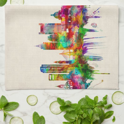 Boston Massachusetts Skyline Theedoek (Gevouwen)