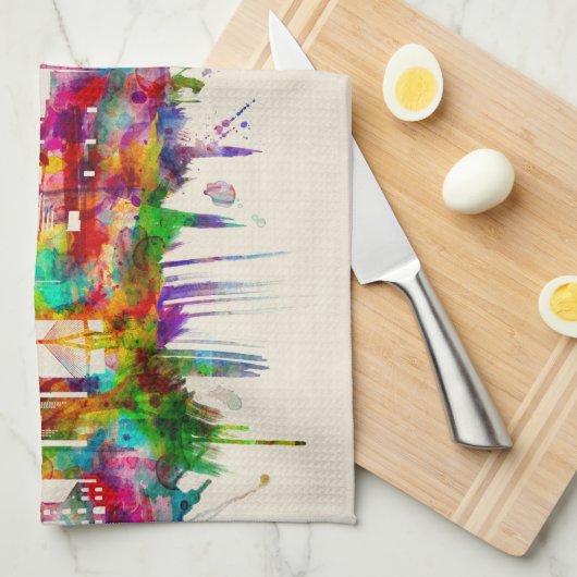 Boston Massachusetts Skyline Theedoek (Quarter Fold)