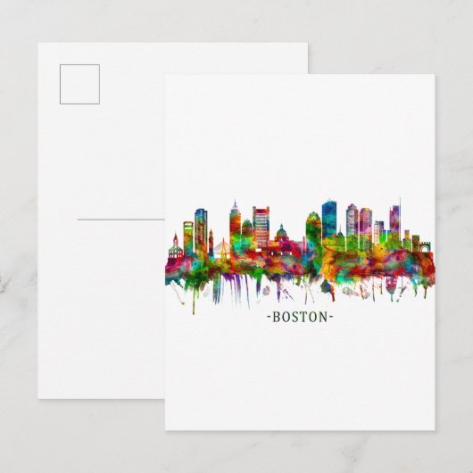 Boston Massachusetts Skyline Uitnodiging Briefkaart (Voorkant / Achterkant)