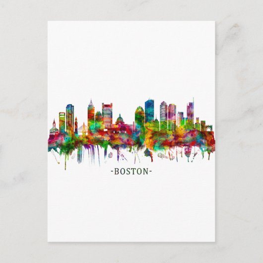 Boston Massachusetts Skyline Uitnodiging Briefkaart (Voorkant)