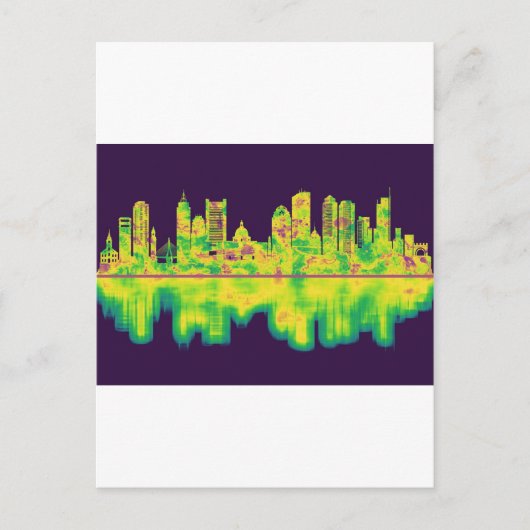 Boston Massachusetts Skyline Uitnodiging Briefkaart (Voorkant)