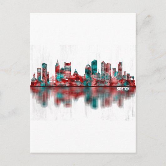 Boston Massachusetts Skyline Uitnodiging Briefkaart (Voorkant)
