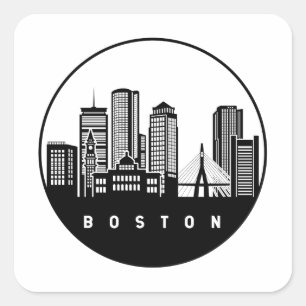Boston Massachusetts Skyline Vierkante Sticker