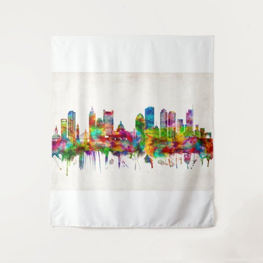 Boston Massachusetts Skyline Wandkleed (Voorkant)