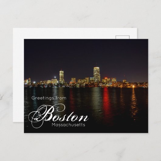 Boston Massachusetts Skyline Waterfront Briefkaart (Voorkant / Achterkant)
