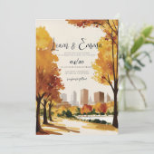 Boston Massachusetts Skyline Wedding Uitnodiging (Staand voorkant)