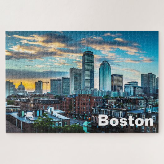 Boston Massachusetts Stadssilhouet Legpuzzel (Horizontaal)