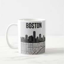 Boston Massachusetts Stadssilhouet Met Kaart