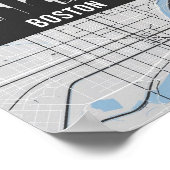 Boston Massachusetts Stadssilhouet Met Kaart Poster (Hoek)
