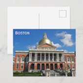 Boston Massachusetts State Capitol Travel Briefkaart (Voorkant / Achterkant)