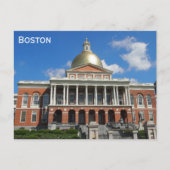 Boston Massachusetts State Capitol Travel Briefkaart (Voorkant)