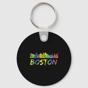 Boston Massachusetts T-shirt Skyline Verf Vintage Sleutelhanger