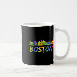 Boston Massachusetts T-shirt Stadssilhouet Schilde Koffiemok