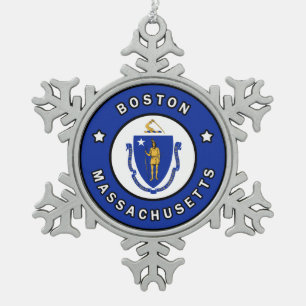 Boston Massachusetts Tin Sneeuwvlok Ornament