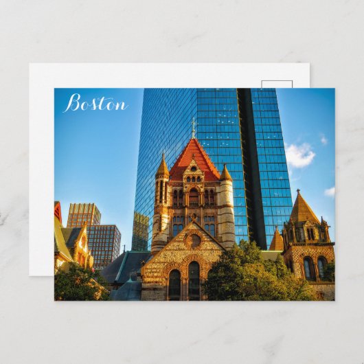 Boston Massachusetts Trinity Church Copley Square Briefkaart (Voorkant / Achterkant)