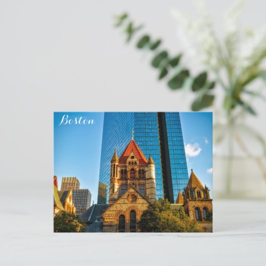 Boston Massachusetts Trinity Church Copley Square Briefkaart (Staand voorkant)