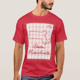 Boston Massachusetts trots rode gingham hart stemp T-shirt