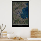 Boston Massachusetts uit de ruimtesatellietkaart Poster (Keuken)