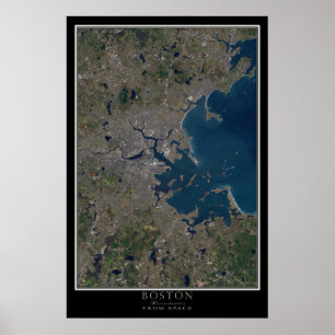 Boston Massachusetts uit de ruimtesatellietkaart Poster