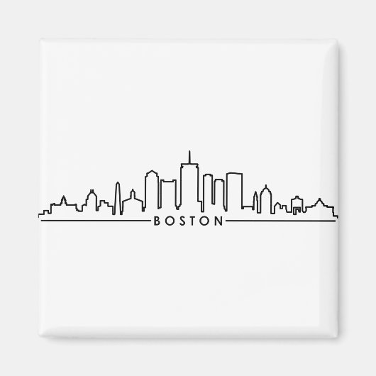 BOSTON Massachusetts USA City Skyline Silhouette Magneet (Voorkant)