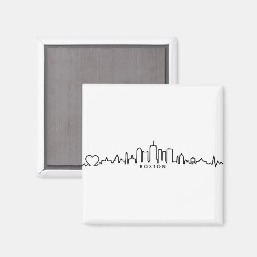 BOSTON Massachusetts USA City Skyline Silhouette Magneet (Voorkant / Achterkant)