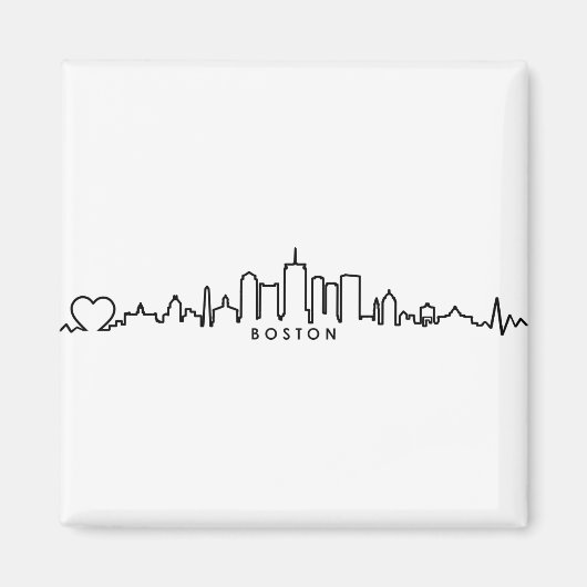 BOSTON Massachusetts USA City Skyline Silhouette Magneet (Voorkant)