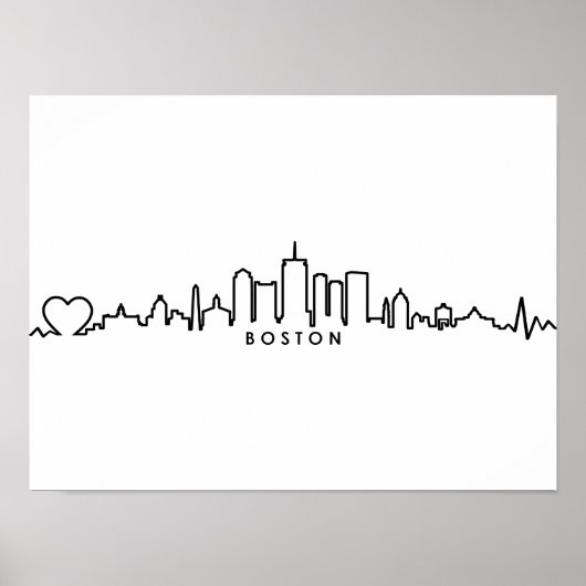 BOSTON Massachusetts USA City Skyline Silhouette Poster (Voorkant)