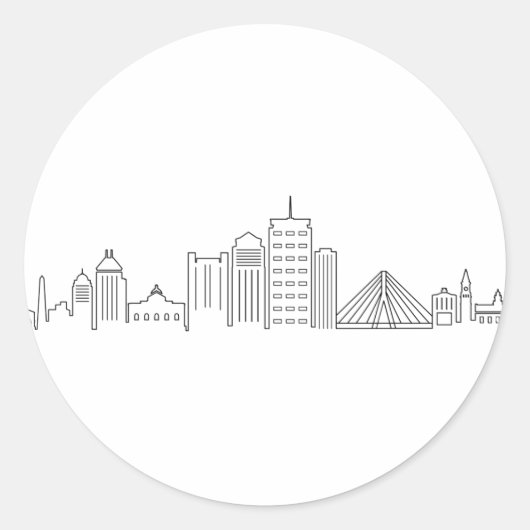 BOSTON Massachusetts USA City Skyline Silhouette Ronde Sticker (Voorkant)