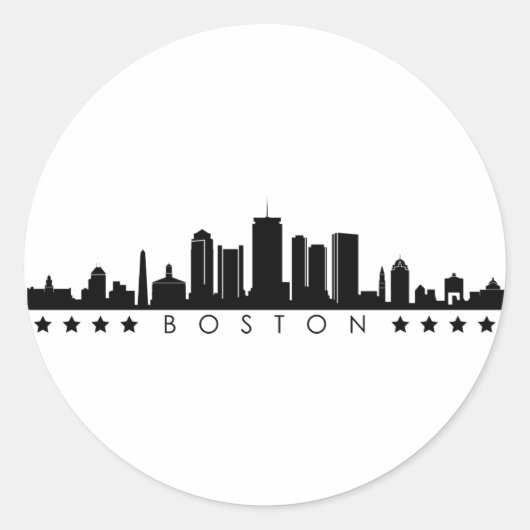 BOSTON Massachusetts USA City Skyline Silhouette Ronde Sticker (Voorkant)