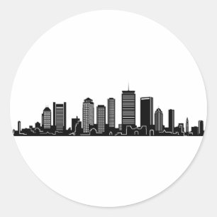BOSTON Massachusetts USA City Skyline Silhouette Ronde Sticker