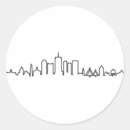 BOSTON Massachusetts USA City Skyline Silhouette Ronde Sticker (Voorkant)
