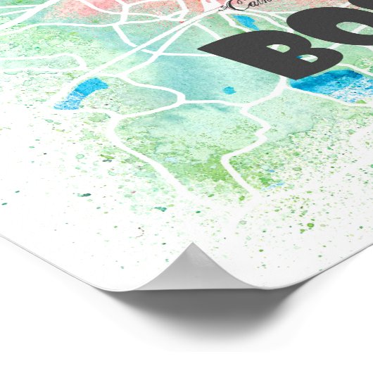 Boston Massachusetts USA Map Poster met wegen (Hoek)