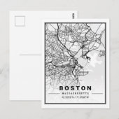 Boston Massachusetts USA Travel City Map Briefkaart (Voorkant / Achterkant)