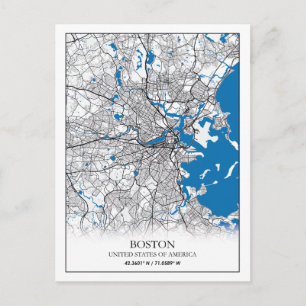 Boston Massachusetts USA Travel City Map Briefkaart