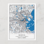 Boston Massachusetts USA Travel City Map Briefkaart (Voorkant)