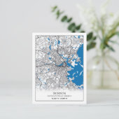 Boston Massachusetts USA Travel City Map Briefkaart (Staand voorkant)