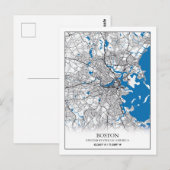 Boston Massachusetts USA Travel City Map Briefkaart (Voorkant / Achterkant)
