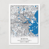 Boston Massachusetts USA Travel City Map Briefkaart (Voorkant)