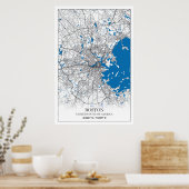 Boston Massachusetts USA Travel City Map Poster (Keuken)