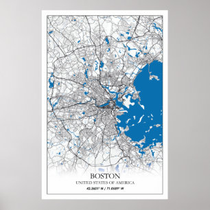 Boston Massachusetts USA Travel City Map Poster
