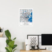 Boston Massachusetts USA Travel City Map Poster (Thuiskantoor)